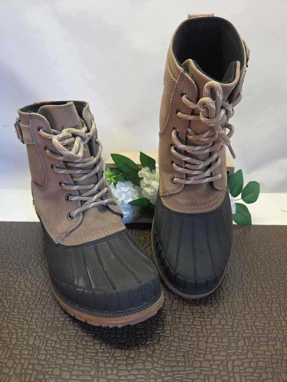 Kamik Evelyn Brown Leather Waterproof Insulated Duck Boots Winter Women's 10